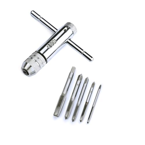 TEMPNAP 6 Stück Teiliges Verstellbares T Griff Ratschen Handgewindeschlüssel mit Robustem Stahlmaul Geeignet für Links und Rechtsgewinde für Metall und Aluminiumverarbeitung Möbelmontage von TEMPNAP