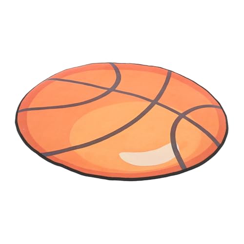 TEMPNAP Basketballfußpad Basketball-thementeppich Basketball-schlafzimmerteppich Basketball-trainingsmatte Basketball-Teppich Runder Sportteppich Polyester Orange von TEMPNAP