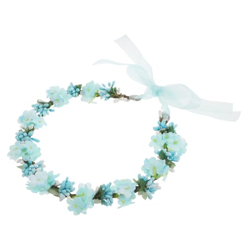 TEMPNAP Boho Hochzeits Blumenkranz Haarreif mit Band Leichtes Braut Haarschmuck für Strand Vintage und Fotoshootings Stilvolles Blumen Stirnband für Hochzeitsfeier und Brautporträts von TEMPNAP