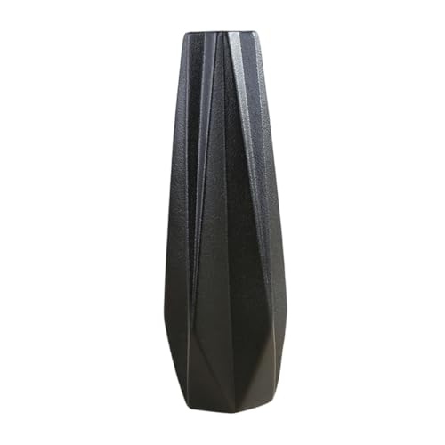TEMPNAP Keramik Blumen Vase Schwarz Mittelgroß Dekorative Tischvase für Wohnraum Büro Desktop Deko Kleine Vasen Stilvolle Blumendekoration von TEMPNAP