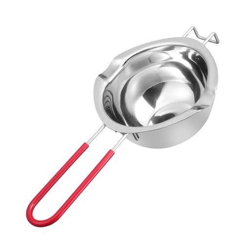 TEMPNAP Schmelztopf aus Edelstahl mit Silikon griff und Deckel Hitzebeständig und Platzsparend zum Schmelzen von Schokolade Butter und Wachs Ergonomisch und Leicht zu Reinigen von TEMPNAP