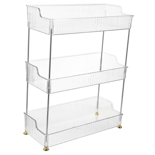 TEMPNAP Stufiges Stehend Regal aus Rostfreiem Edelstahl und Pet Doppellagiger Bad Organizer für Badezimmer Toiletten und Desktop Rostbeständig Leicht zu Reinigen Einfache Montage von TEMPNAP