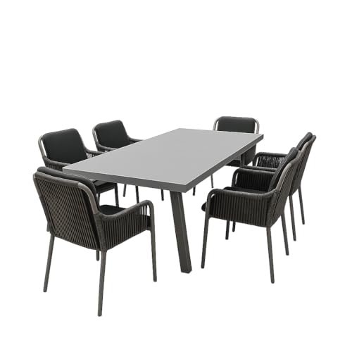 TEMPO STYLE 3er Set Esszimmerstühle mit Sitzkissen Pest - Grau (Komplettset BUDAPEST) von TEMPO STYLE