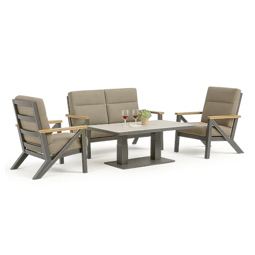TEMPO STYLE Kea Plus Sitzgruppe (5-Sitzer) – Anthrazit (Kea Lounge mit 2 Sesseln + 2 Sessel + Couchtisch)) von TEMPO STYLE