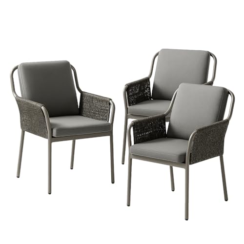 TEMPO STYLE Set mit 3 Esszimmerstühlen mit Pest-Kissen – Grau (Set mit 3 Stühlen) von TEMPO STYLE