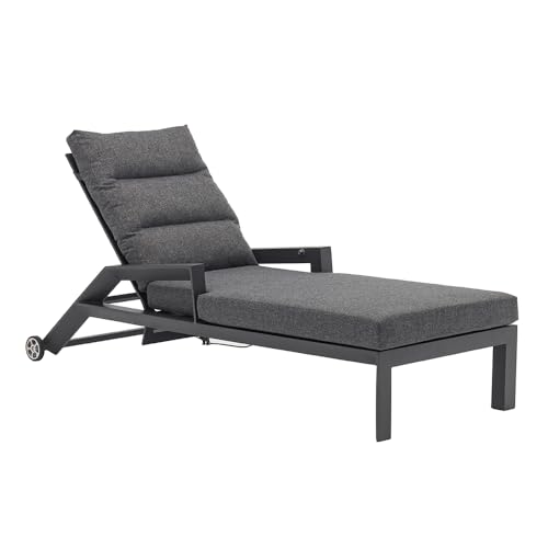 TEMPO STYLE - Sonnenliege Resort Nice Anthrazit aus Aluminium | Rückenlehne mit weichen Kissen | ideal für Strand, Pool, Garten | 200 x 86 x 71 cm (Anthrazit) von TEMPO STYLE
