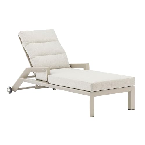 TEMPO STYLE - Sonnenliege Resort Nice Anthrazit aus Aluminium | Rückenlehne mit weichen Kissen | ideal für Strand, Pool, Garten | 200 x 86 x 71 cm (Beige) von TEMPO STYLE