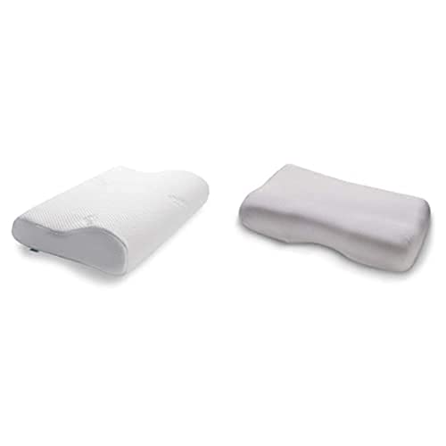 TEMPUR Original Schlafkissen, ergonomisches Nackenstützkissen für Seiten- und Rückenschläfer, Memory Foam, Weiß, S Jersey-Bezug für SCHLAFKISSEN Millennium/Original S/M/L/XL Platin von TEMPUR