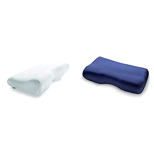 TEMPUR Millennium Kopfkissen Memory Foam, ergonomisches Nackenstützkissen für Rückenschläfer, Größe L Jersey-Bezug für SCHLAFKISSEN Millennium/Original S/M/L/XL blau von TEMPUR