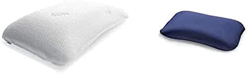 TEMPUR Symphony Schlafkissen ergonomisches Nackenstützkissen für Rücken-und Seitenschläfer, Memory Foam, Weiß, S Jersey-Kissenbezug mit Reißverschluss für Symphony Schlafkissen S/M/L blau von TEMPUR