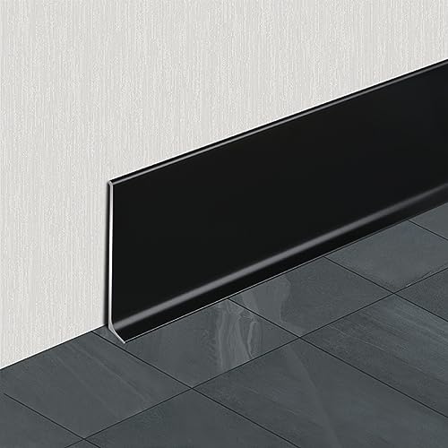 TEN-HIGH 3 Stücke Selbstklebende Sockelleiste aus eloxiertem Aluminium für Boden,Wandfugen-Abdeckungsspalt,2500mm Sockelleiste,schwarz von TEN-HIGH