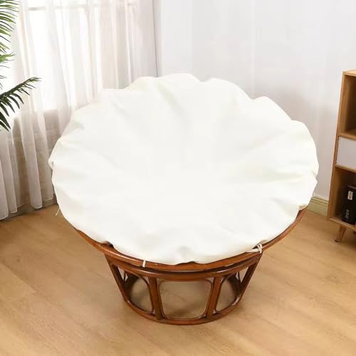 TENAGE Papasan-Kissenbezug, für drinnen und draußen, wasserdicht, Papasan-Schonbezug, Papasan-Bezug für Kissen mit Reißverschluss und Bändern, maschinenwaschbar, 120 cm, Weiß von TENAGE