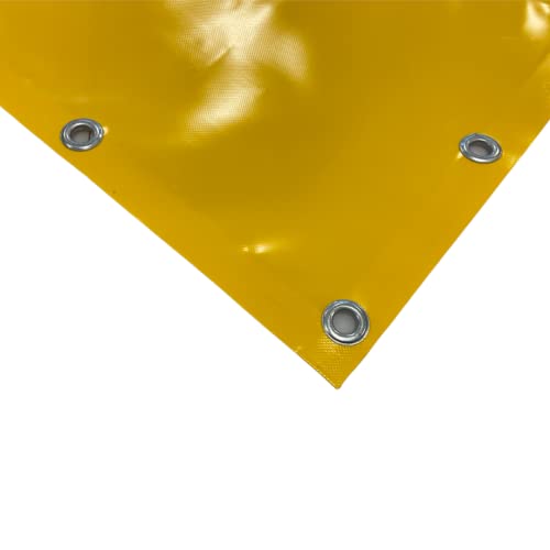 TENDAGGIMANIA PVC-Plane mit Ösen aus Aluminium, 650 g/m²- extra stark -mit umlaufendem Saum und Rundösen im Abstand von ca. 50cm- Massnahme 3m x 4m - Farbe: Gelb von TENDAGGIMANIA