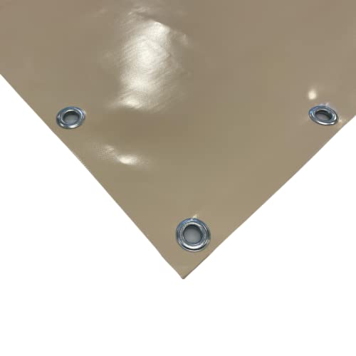 TENDAGGIMANIA PVC-Plane mit Ösen aus Aluminium, 650 g/m²- extra stark -mit umlaufendem Saum und Rundösen im Abstand von ca. 50cm- Massnahme 4m x 2,5m - Farbe: Beige von TENDAGGIMANIA