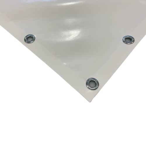 TENDAGGIMANIA PVC-Plane mit Ösen aus Aluminium, 650 g/m²- extra stark -mit umlaufendem Saum und Rundösen im Abstand von ca. 50cm - Massnahme 4m x 2,5m - Farbe: Weiss von TENDAGGIMANIA