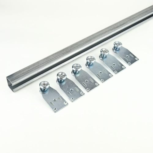 TENDAGGIMANIA Schiebetür komplettset aus verzinktem Eisen, mit 5 Rollen inkl (jede laufrolle trägt 35 kg) - Ideal für Schiebetüren und Toren- Länge 200 CM -Anpassbar Zubehör von TENDAGGIMANIA