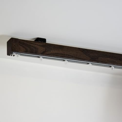 TENDAGGIMANIA Gardinenstange Deckenmontage/Wand Modern aus Holz Made in Italy-Größe 150 CM-FARBE ANPASSBAR- Gardinenstange Holz für den Innenbereich mit integrierter Schiene- ∅ 40 mm von TENDAGGIMANIA