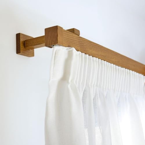 TENDAGGIMANIA Gardinenstange Deckenmontage/Wand Modern aus Holz Made in Italy-Größe 200 CM-FARBE ANPASSBAR- Gardinenstange Holz für den Innenbereich mit integrierter Schiene- ∅ 40 mm von TENDAGGIMANIA