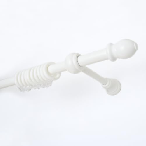 TENDAGGIMANIA Gardinenstange Farbe WEISS Größe 120 CM- Gardinenstange Holz für Gardinen ohne Seil-Komplett mit Ringen, Klemmen und Montagehalterungen- Durchmesser 23 mm von TENDAGGIMANIA