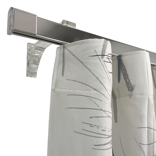 TENDAGGIMANIA Gardinenstange Moderne für Innenrvorhange Länge 140 CM - FARBE CHROM - für Decke/Wand Montage - Modell Platte-komplett mit seitlichen Endkappen - Personalisierbar von TENDAGGIMANIA