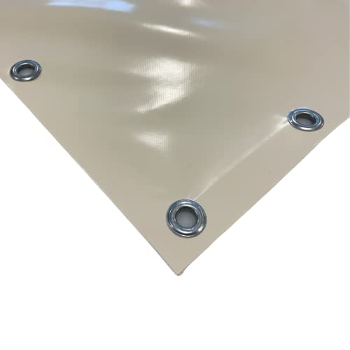 TENDAGGIMANIA PVC-Plane mit Ösen aus Aluminium, 650 g/m²- extra stark -mit umlaufendem Saum und Rundösen im Abstand von ca. 50cm- Massnahme 3m x 2,5m - Farbe: Creme von TENDAGGIMANIA