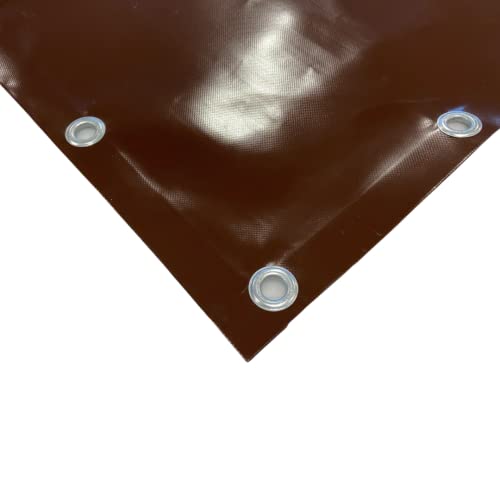 TENDAGGIMANIA PVC Plane mit Ösen aus Aluminium, 650 g/m²- extra stark -mit umlaufendem Saum und Rundösen im Abstand von ca. 50cm- Massnahme 3m x 3m - Farbe: Braun von TENDAGGIMANIA
