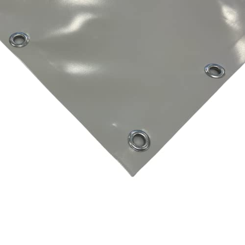 TENDAGGIMANIA PVC-Plane mit Ösen aus Aluminium, 650 g/m²- extra stark -mit umlaufendem Saum und Rundösen im Abstand von ca. 50cm- Massnahme 3m x 4m - Farbe: Grau 802 von TENDAGGIMANIA