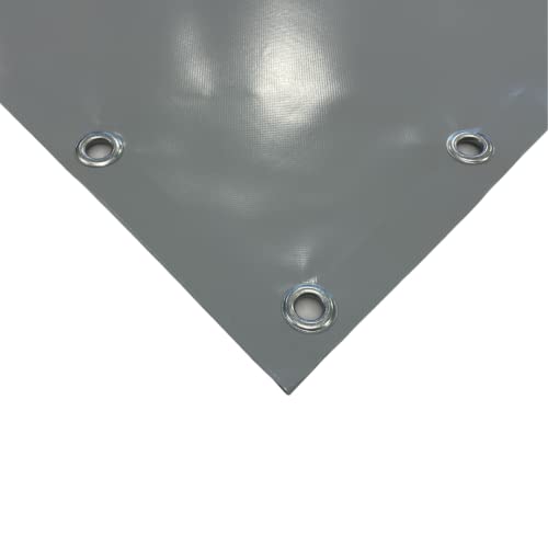 TENDAGGIMANIA PVC-Plane mit Ösen aus Aluminium, 650 g/m²- extra stark -mit umlaufendem Saum und Rundösen im Abstand von ca. 50cm- Massnahme 3m x 6m - Farbe: Dunkelgrau 071 von TENDAGGIMANIA