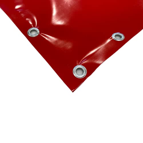 TENDAGGIMANIA PVC-Plane mit Ösen aus Aluminium, 650 g/m²- extra stark -mit umlaufendem Saum und Rundösen im Abstand von ca. 50cm - Massnahme 4m x 4m - Farbe: Rot von TENDAGGIMANIA