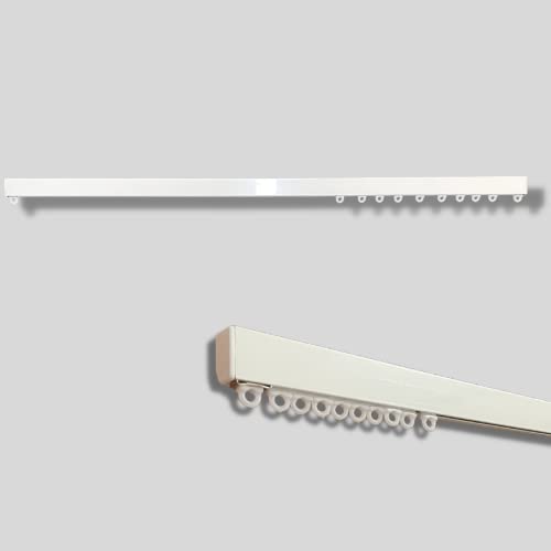 Vorhangschiene Weiss - aus Alluminium - Linear Rekt, Bewegung Manual, komplett Alle Zubehör - Personalisierbar - (Bewegung Manual, 100 cm) von TENDAGGIMANIA