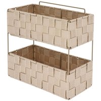 2-stöckiges regal gm aus polyester mit metallgeflecht, faltbar, zum aufstellen oder befestigen - beige - Tendance von TENDANCE