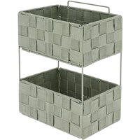 2-stufiges regal pm aus polyester mit metallgeflecht, faltbar, zum aufstellen oder befestigen - salbeigrün - Tendance von TENDANCE