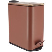 Abfalleimer aus metall rechteckig 5l fallbremse deckel akazie pedal metall- bernsteinfarben - Tendance von TENDANCE