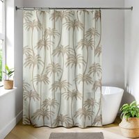 Tendance - Bedruckter polyester-duschvorhang 180x200 cm 12 ringe pp weiss - miami vibes von TENDANCE