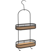 Duschablage aus metall und bambusplatten auf 2 ebenen mit haken - schwarz bambus - Tendance von TENDANCE
