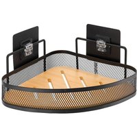 Eckregal aus metall mit bambusplatte auf 3m-klebekarten - schwarz bambus - Tendance von TENDANCE