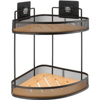 Eckregal mit 2 ebenen aus lackiertem metall und bambus auf 3m-klebekarten - schwarz bambus - Tendance Eckregal mit 2 ebenen aus lackiertem metall und bambus auf 3m-klebekarten - schwarz bambus - Tendance von TENDANCE