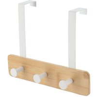 Tendance - Kleiderhaken bambus metall 3 haken - bambus weiss von TENDANCE