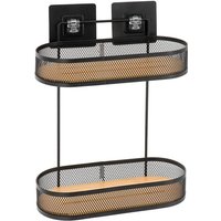 Ovales regal mit 2 metallebenen und bambusplatten auf 3m-klebekarten - schwarz bambus - Tendance von TENDANCE