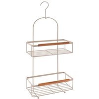 Rechteckiger servierer aus metall mit 2 ebenen und haken in akaziendekor - beige - Tendance von TENDANCE
