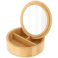 Runde aufbewahrungsbox aus bambus mit spiegel - bambus - Tendance von TENDANCE