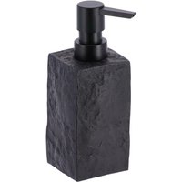 Tendance - Seifenspender 260 ml polyresin fliesen steineffekt pumpe matt schwarz - schwarz von TENDANCE