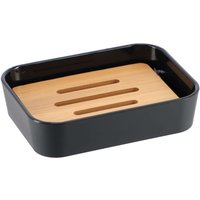 Tendance - Seifenschale aus rubber + abs und bambus - schwarz von TENDANCE