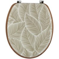 Tendance - Wc-deckel aus holz form 18 inch edelstahlbefestigungen deckel bedruckt und sitzfläche nach art der rustikalen akazie - mimetik beige von TENDANCE