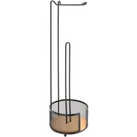Toilettenpapierhalter aus metall und bambus zum aufstellen - schwarz bambus - Tendance von TENDANCE