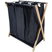 Tendance - Wäschekorb 3 fächer polyester bambusstruktur metall - schwarz bambus Tendance - Wäschekorb 3 fächer polyester bambusstruktur metall - schwarz bambus von TENDANCE