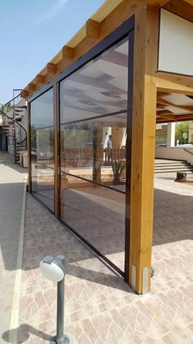 TENDEEVOLUTION Außenrollo Transparent mit Seitenschienen, Wetterfest & Maßanfertigung, Rollo Outdoor Wetterfest für Terrasse & Balkon mit Kassette (L. da 251 a 300 X H. 200) von TENDEEVOLUTION