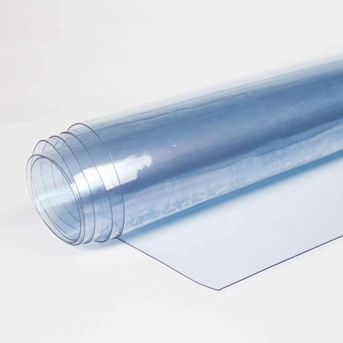 Transparent PVC-Plane wasserfest für Innen und Außenbereich, Zuschneiden pro halben laufenden Meter, verschiedene Stärken und Höhen, Kunststoff-Tischdecke, durchsichtig (STÜCKHÖHE 180CM, DICKE 0,65MM) von TENDEEVOLUTION