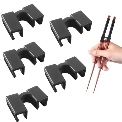 5 StüCk EssstäBchen Hilfe,StäBchen Essen Hilfe,EssstäBchen Helfer,Pe Kunststoff StäBchen Hilfe,Schwarz EssstäBchen Hilfe, FüR Erwachsene Und Kinder Zum Lernen Und Trainieren(Schwarz) von TENGEE
