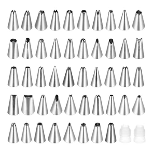 50 Stück SpritztüLle,SpritztüLlen Set,TüLlen für Spritzbeutel,SpritztüLlen,SpritztüLlen Blumen,SpritztüLlen Set Profi,TüLlen Set,Edelstahl SpritztüLlen Set,zum Dekorieren Von Torten Und Keksen von TENGEE